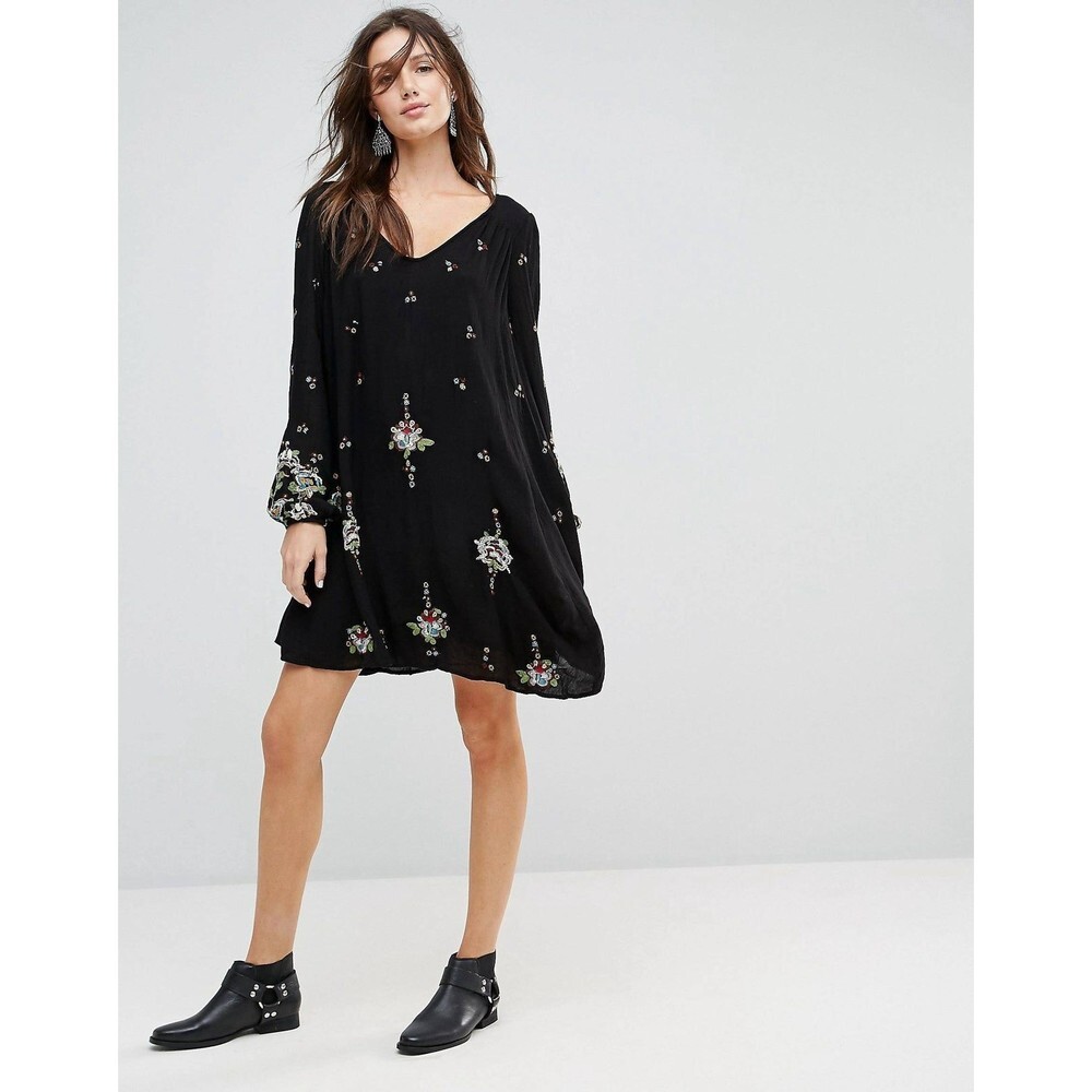 Free People Oxford Embroidered Mini Dress size small